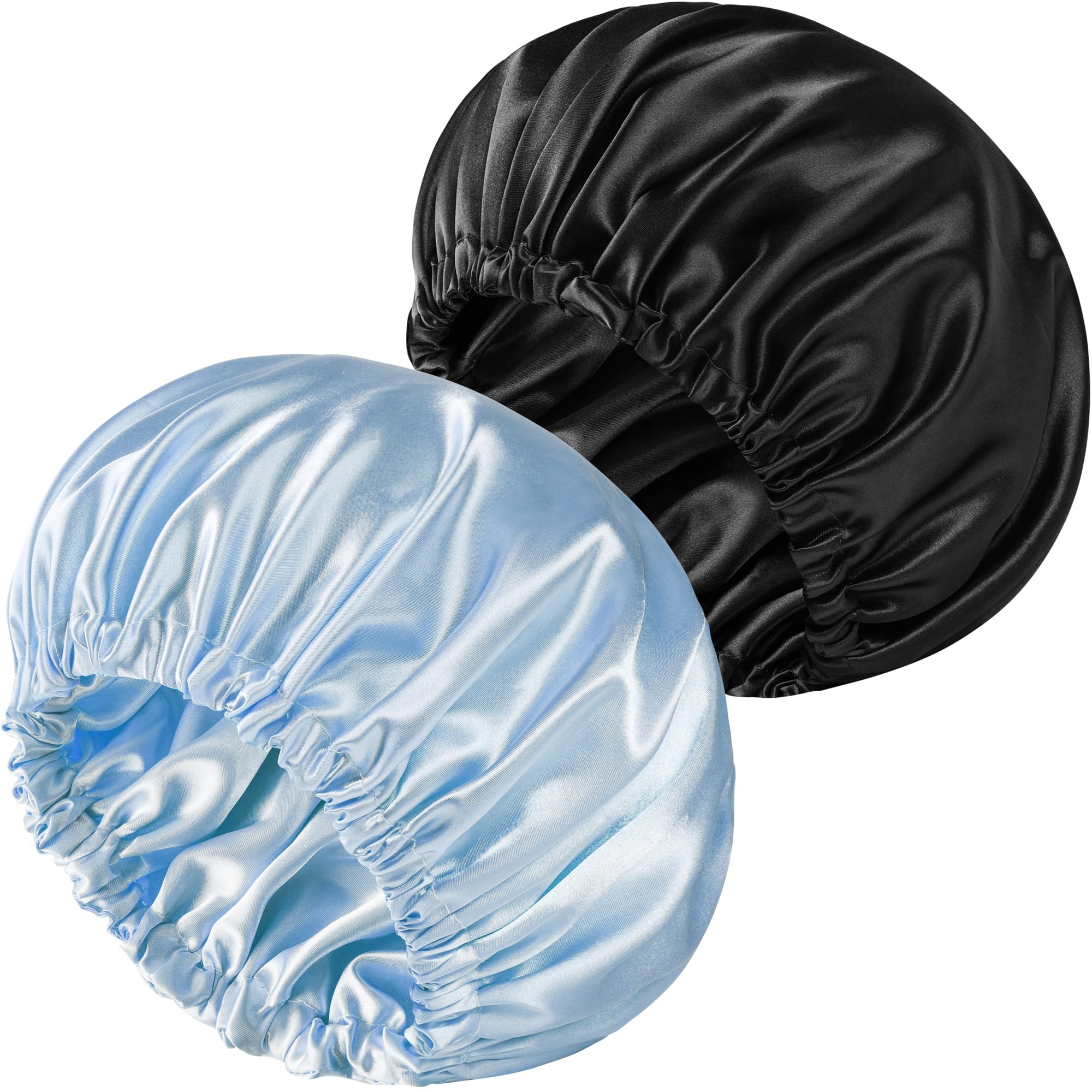 2 PCS Satin Bonnet Double Layer Sleep Hair Silk Bonnet for Sleeping Women Curly Natural Hair